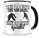 Samunshi® Eishockey Tasse mit Spruch Zuhause ist Eishockey Geschenk für Eishockey Fans Kaffeetasse groß Lustige Tassen zum Geburtstag schwarz 300