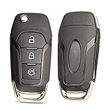 Gehäuse der Fernbedienung 2/3/4 Button Flip Faltende Auto Key Shell Case Kompatibel mit Ford Focus Fusion MK2 MK7 Explorer Ranger Ungeschnitten HU101. Klinge Ersatz (Color : 3 BTN with Logo Hole)