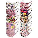 10 Stück Kinder Mundschutz Multifunktionstuch 3D Cartoon Druck Maske Animal Print Baumwolle Atmungsaktive Stoffmaske Waschbar Mund-Nasenschutz Tiermotiv Bandana Jungen Mädchen H