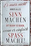 Blechschilder Spruch ”Es muss Nicht Immer Alles Sinn .“ Deko Schild Metallschild Hauseingang Nachdenken Spass Leben Glück Weisheit Tür Geschenk zum Geburtstag oder Weihnachten 20x30