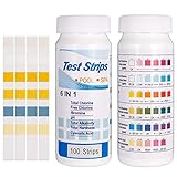 Firtink 200 Stück Pool Teststreifen 6 in 1 PH Teststreifen für Pool, Trinkwasser pH-Wert/Chlor/Alkalinität und Wasserhärte Ideal für Swimming