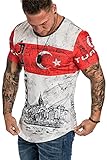 REPUBLIX Länder Em WM Oversize Herren Crew Neck Shirt Sommer T-Shirt Rundhals-Ausschnitt R-0036 Türkei XL