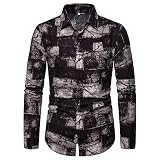 Freizeithemden Herren Urban Vintage Kreative Abstraktes Druck Slim Fit Herren Longsleeve Shirt Herbst Winter Revers Strickjacke Täglich Urlaub Männer S
