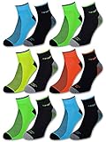 8 oder 12 Paar Sportsocken Herren Damen Sneaker Socken NEON mit verstärkter Frotteesohle Baumwolle 16209 (12 Paar 39-42)