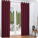Beautissu Amelie 2er Set Gardine Thermovorhang 140x245 cm Ösen-Schal Vorhang Kälteschutz & Wärmeisolierend - isolierende Thermogardine Ösenaufhängung Bordeaux