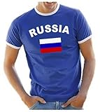 Coole-Fun-T-Shirts Herren T-Shirt Ringer, Blau, L, 10888_Russland_HERI