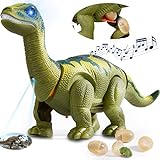 HERSITY Dinosaurier Spielzeug Groß, Bewegliche Dinosaurier Brüllen und Leuchten, Dino mit Eier, Projektion, Brontosaurus Figuren Kinderspielzeug Geschenke für Kinder Jungen 3 4 5 J