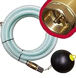 Brunnenandi Saugschlauch 1' versch. Längen_-=-_ für Elektropumpen Hauswasserwerk, Hauswasserautomat fördern aus Brunnen o. Regentonne geeignet_-=-_ Saugschläuche + Schwimmerventil -=- (**z.B. 7m**)