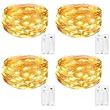 Kolpop LED Lichterkette Batterie [4 Pack], Lichterketten für Zimmer, 5m 50er Micro LED Lichterkette Draht Innen Batteriebetrieben für Party Weihnachten Weihnachtsbaum Halloween Hochzeit Deko(Warmweiß)