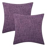 Lewondr Leinen Kissenbezug Kissenhülle 45x45cm, 2er Set Weiche Quadrat Wurfkissen Sofakissen Dekokissen Einfarbige Gewebte Kissenbezüge für Wohnzimmer,Sofa, Schlafzimmer,Auto,Heimtextilien - L