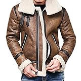 G-real Herren Braun RAF Echt Shearling Schaffell Fliegen Lederjacke mit Ingw