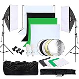 OUBO Fotostudio Dauerlicht Softbox Set, Hintergrund Stützsystem,Professionelles Studiosets inkl. Reflektor für Anfänger, Porträts, Produktfotografie und V