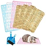 Roundler Kaninchenkäfig, 3 Stück Kaninchen Kunststoff-Bodenpolster und 3 Stück Gras gewebte Bettmatten für Kleintierfüße, Bettnestmatten für Kaninchen, Hamster, Ratten, Katzen, Hunde (3 Farben)