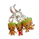 thematys® Baby Groot Schlüsselanhänger Schlüsselbund Keyring Keychain Metall Dekoration Merchandise - Action-Figur aus dem Filmklassiker I AM Groot (Style008)