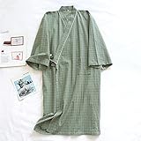 XFLOWR Nachthemd Loungewear Frühling/Sommer Paar Nachthemd Baumwolle Männer/Frauen Robe Simple Plaid Lose Thin Home Baumwollbademantel L Femaleg