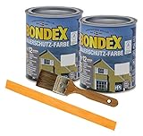 Bondex Dauerschutzfarbe deckend 2 x 0,75l Wetterschutzfarbe Holzschutzfarbe Holzfarbe bis zu 12 Jahre wetterbeständig für Holz und Zink Außen inkl. Pinsel und Rührstab (silbergrau)