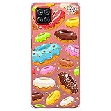 Transparente Schutzhülle für [Samsung Galaxy A12 5G], Schutzhülle aus flexiblem TPU-Silikon, Motiv: Donuts Süßigkeiten mit Zuckerglas und Sp