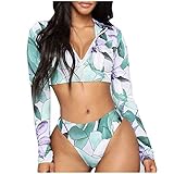 MARTINSHARK Bademode Damen Schwimmen Sommer Damen Print Langarm Zip Print Bademode Beachwear Bik