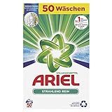Ariel Waschmittel Pulver Waschpulver, Vollwaschmittel, 50 Waschladungen, Strahlend Rein (3.25 kg)