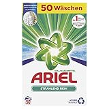 Ariel Waschmittel Pulver Waschpulver, Vollwaschmittel, 50 Waschladungen, Strahlend Rein (3.25 kg)