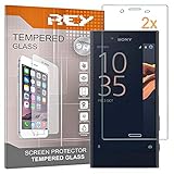 REY Pack 2X Panzerglas Schutzfolie für Sony Xperia X COMPACT, durchsichtig, Displayschutzfolie 9H+, Polycarbonat, Härte, Anti-Kratzen, Anti-Öl, Anti-Bläschen, 3D / 4D / 5D