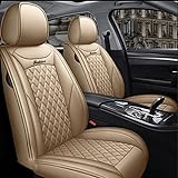 Pu Leder Sitzbezüge-Set wasserdichte Leder Sitzbezug Auto 5-sitze Universal Leder Sitzbezug Gelten für Mercedes Benz W203 W204 W205 W211 W212 W213 W124 W164 W166-Beig