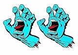 20cm! 2Stück! Hochwertiger Kühlschrank-Auto-Aufkleber-Sticker Decal UV&Waschanlagenfest SANTA CRUZ SCREAMING HAND schreiende Hände türkis B92 Kinder-Zimmer-Schrank-Dek