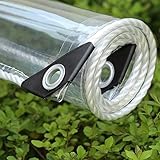 Transparente Plane mit ösen,aus 400g/m² PVC Material,Alle Größe Anpassbar,Abdeckplane mit Ösen, Seil und kabelbinder,Wetterfeste Plane zum Regenschutz,Abdeckplane für Gartenmöbel Pflanzen Gew