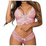 Mymyguoe Babydoll Unregelmäßiger Hem Nachtwäsche Große Größen Reizwäsche mit BH Tanga Nachthemd Lingerie Dessous Sexy Set Spitze Erotik Nachtkleid G-String Sleepw