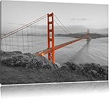Golden Gate Bridge San Francisco schwarz/weiß Format: 80x60 auf Leinwand, XXL riesige Bilder fertig gerahmt mit Keilrahmen, Kunstdruck auf Wandbild mit Rahmen, günstiger als Gemälde oder Ölbild, kein Poster oder Plak
