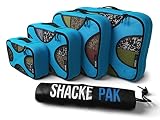 Shacke Packung - Packwürfel 4er Set – Reiseorganisierer Mit Wäschebeutel (Aquamarin)