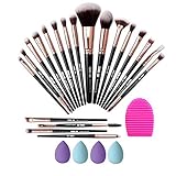 KIYIO Make-up-Pinsel, 20-teiliges professionelles Make-up-Pinsel-Set, Grundierung, Lidschatten, Rouge, Reisepinsel, Kabuki-Mixing, Concealer, Gesichtspuder, Augen-Make-Up-Pinsel-Set – Schwarzg