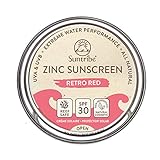 Suntribe Bio-Zinksonnencreme Gesicht & Sport LSF 30-100% Zink - Riff freundlich/Reef safe - 3 Inhaltsstoffe - Wasserfest - RETRO ROT (45 g)