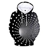 Ying Sweatshirt Herren Frühling Herbst Persönlichkeit Strudel Schwindel 3D Druck Unisex Pullover Regulär Lose Casual Sport Atmungsaktiv All-Match Männer Hoodie B-Black 3XL