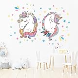 onetoze Einhorn und Sterne Wandtattoo Wandsticker Kinderzimmer Mädchen Wandaufkleber Babyzimmer Deko Junge Sticker Kindergarten, 173x116