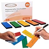 ECENCE 40 Magnetstreifen beschreibbar - 100mmx30mm bunt - zuschneidbare Haftstreifen - abwischbare Magnetschilder - Magnet-Etiketten für Whiteboards, Kühlschränke, Mag