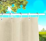 Byour3 Balkon Markisen Mit Ringen Sichtschutz - Vertikal Sonnensegel Aus Atmungsaktive Harzbaumwolle Sonnenschutz Terrassen Outdoor Vorhänge Ösen Wasserdichter Stoff (Elfenbein, B. 145X285 L. cm)