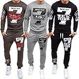 Jogginganzug Herren Baumwolle Ohne Kapuze Streatwear Kleidung Jogging-Anzug Sportswear Comfort Rundhals Langarmshirts Trainingsjacke + Hosen Freizeitanzug 2-Teilig Set Herbst Winter Slim F