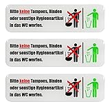 BIKE-label Schild 3D Aufkleber 125 x 35 mm 3 Stück keine Hygieneartikel ins WC 900215VE