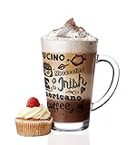 Sendez 6 Latte Macchiato Gläser 300ml mit Kaffee-Aufdruck Kaffeeg