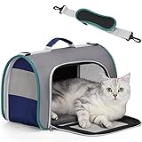 A4PET Transportbox Katze, Hundetasche Transporttasche Katze für und Hund, Faltbare Hundetragetasche Katzentragetasche Leicht Stabil mit Plüsche Matte und Schulterg