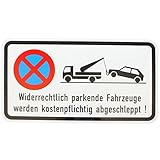 ORIGINAL VERKEHRSSCHILD Zusatzschild mit Sonder-Text-Symbole PARKVERBOT 231x420 mm zum Verkehrszeichen Schild Verbotsschild Haltverbot Anhaltverbot Grundstück Schilder Hinweisschild Warnschild Schilder Halteverbot mit Gebührenpflichtig Abschleppwag