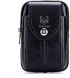 Conpush Echtleder Bauchtasche,Gürteltasche Handytasche Hüfttasche Geldbörse Geldbeutel Herren Ledertasche für iPhone X/8/7/6/S/Plus Samsung Galaxy S8/S7/S6 Note 8 Huawei HTC(Schwarz)