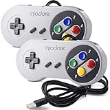 miadore 2X USB Controller für SNES NES Spiele, klassischer Retro USB Gamepad Joystick für Windows PC MAC und Raspberry Pi Sy