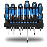 vendify® Schraubendreher Set Torx 18-teilig Magnetisch inkl. Wandhalterung Kreuzschlitz, Schlitz, Torx, Phillips Feinmechanik Satz Kurz Stubby, Carbon Steel Chrom Vanadium, Rostfrei Screw