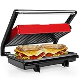 Gotoll Kontaktgrill, Sandwichtoaster,Panini Grill, Panini Sandwich Maker, Elektrogrill Multifunktion, kleine Tischgrill, Antihaftbeschichtung, Leuchtanzeige, 750 W, MEHRWEG