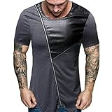 KXZD Herren Pullover Thin Einfarbig Rundhals Kurzarm-T-Shirt Slim- Jumper Gelegenheits Sleeved Herren Sport T-Shirt Kurzarm Trikot Sommer Funktionsshirt Fitness Top Slim Fit T-Shirt H