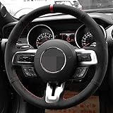 ATLBCDF Diy Auto Lenkradbezug Handgenähtes rutschfestes schwarzes Wildleder, Für Ford Mustang 2015-2019 / Mustang Gt 2015-2019   Rot Blau F