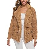 KXZD Damen Teddyfleecejacke Winter Loose Warme Plüschjacke Wollmantel Teddyfell Jacke Teddyplüsch Parka Mantel Fleece Trenchcoat Outwear Coat Wintermantel Warm Sportjacke Modische Streetw