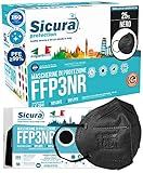 25x CE-zertifizierte FFP3-Masken Schwarz Made in Italy mit aufgedrucktem SICURA-Logo PFE ≥99% | BFE ≥99% SANIFIZIERT und einzeln versiegelt. ISO 13485 und ISO 9001